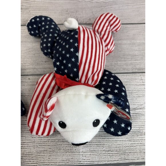 Beanie Babies SPANGLE BLUE WHITE & PINK Bears USA America Stars & Stripes 1999 - Picture 3 of 15